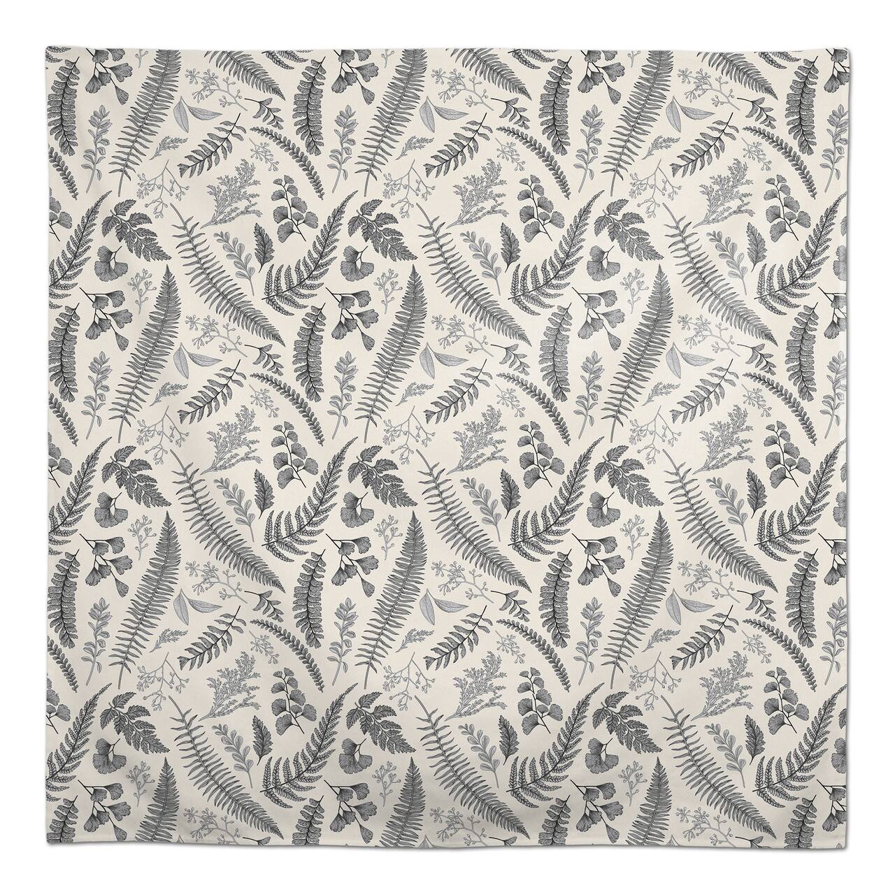 Gray Botanical Pattern Cotton Tablecloth
